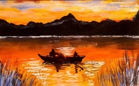 Faiza Bilgrami, Orange Day, 12 x 18 inches, Oil on Paper, Landscape Painting, AC-FZBLG-006